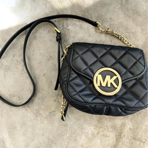Michael Kors Handbags - Michael Kors Quilted Black Crossbody with Gold Accents